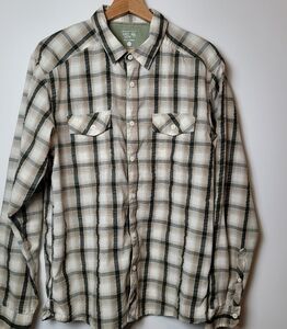 Mountain Hardwear Men's Medium Beige Green Plaid‎ Long Sleeve Shirt gorpcore